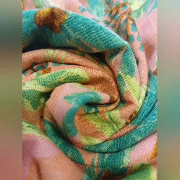 Monteau NWT Midi Coral and Green Sleeveless Linen Blend Dress Size Small - Picture 8 of 10